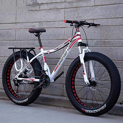 Bicicletas de montaña Fat Tires : Abrahmliy Neumtico Gordo de los Hombres Bicicleta de montaña Playa Bicicleta de Nieve Ligero Carbono de Alto Carbono Cuadro Bicicleta Doble Freno de Disco Cruiser Bicicletas Ruedas de 26 Pulgadas-