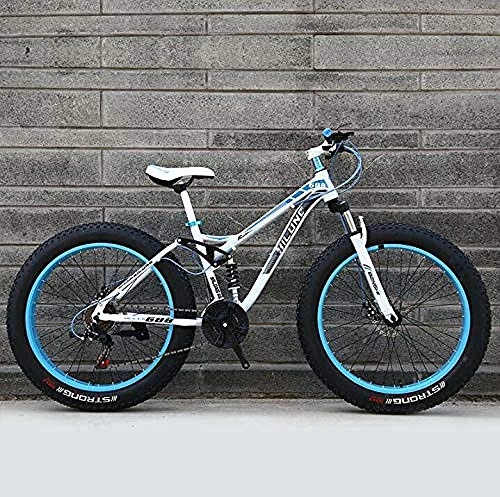 Bicicletas de montaña Fat Tires : Abrahmliy Neumático Gordo Bicicleta de montaña para Adultos Marco de Acero de Alto Carbono rígido Doble Marco de suspensión Doble Freno de Disco 4.0 Pulgadas neumático-B_24 Pulgadas 21 velocidades