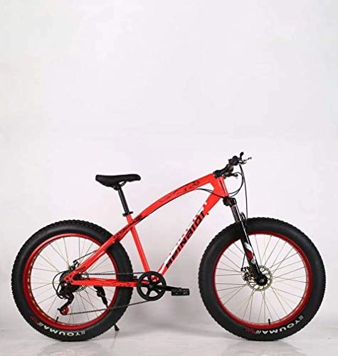 Bicicletas de montaña Fat Tires : AISHFP Bicicleta de montaña de 24 Pulgadas con Grasa para Adultos, Bicicleta de Nieve con Doble Disco de Freno, Bicicletas de Crucero con Marco de Acero de Alto Carbono para Hombres, Rojo, 27 Speed