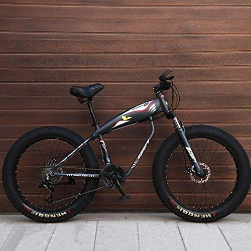 Bicicletas de montaña Fat Tires : ALQN Bicicleta de montaña para adultos, bicicleta Fat Tire Mbt, cuadro de acero con alto contenido de carbono, freno de doble disco, ruedas de 26 pulgadas, Gris, 24 velocidades