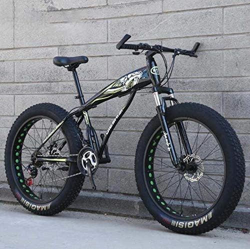 Bicicletas de montaña Fat Tires : ALQN Bicicleta Fat Bike Mountain Bike para hombres, mujeres, bicicleta Mbt, cuadro de acero con alto contenido de carbono y horquilla delantera amortiguadora, freno de disco doble, E, 24 pulgadas 21 ve