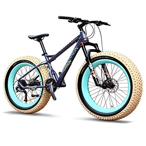 Bicicletas de montaña Fat Tires : BCX Bicicletas de montaña de 27 velocidades, bicicleta de montaña profesional Hard Tire Fat Tire de 26 pulgadas para adultos, cuadro de aluminio con suspensión delantera, bicicleta todo terreno, A