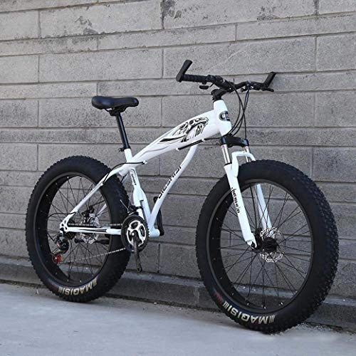 Bicicletas de montaña Fat Tires : Bicicleta de montaña, bicicleta de nieve con ruedas grandes de 24 ' / 26', freno de doble disco de 21 velocidades, horquilla delantera resistente a los golpes, bicicleta de playa todoterreno para exter