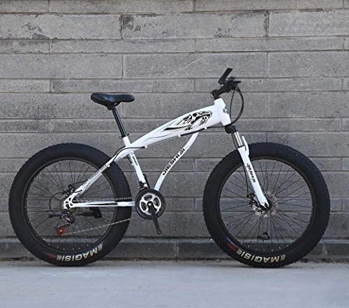 Bicicletas de montaña Fat Tires : Bicicleta de montaña de 24 ' / 26' de 27 velocidades, bicicleta de nieve de ruedas grandes, freno de doble disco, horquilla delantera resistente a los golpes, bicicleta de playa todoterreno para exteri