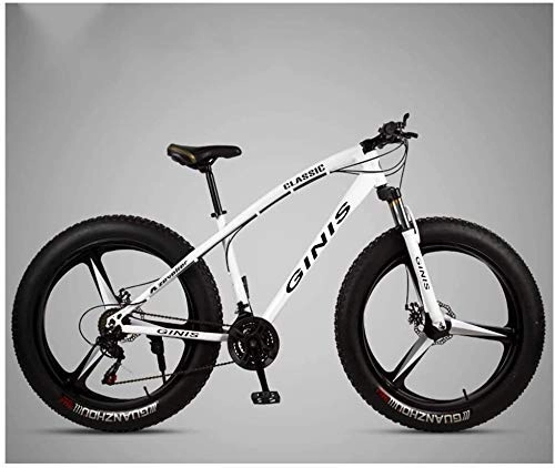 Bicicletas de montaña Fat Tires : Bicicleta de montaña de 26 pulgadas, marco de acero con alto contenido de carbono, neumático grueso, bicicleta de montaña, bicicleta de montaña rígida para hombres y mujeres con freno de disco doble,