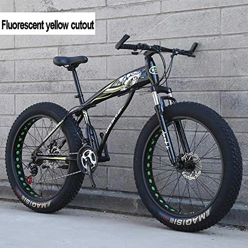 Bicicletas de montaña Fat Tires : Bicicleta de montaña de 26 Pulgadas para los nios, nias, Adultos 27 Velocidad Fat Tire Bike ATV Todo Terreno, Pista de suspensin de Doble Ciclo de Lado en Acero de Alto Carbono, 008