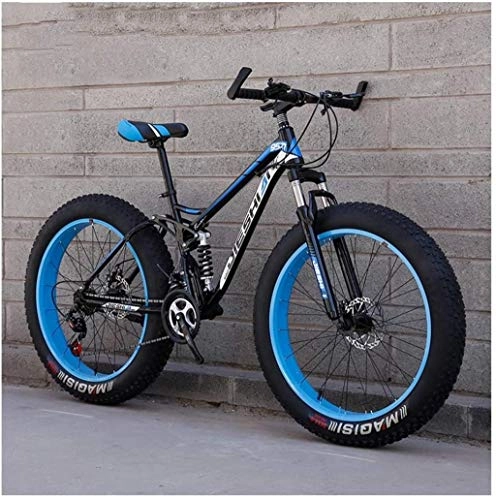 Bicicletas de montaña Fat Tires : Bicicleta de MontañA Hombre, Grandes Ruedas de Freno de Doble Disco Fat Tire MTB Bicicleta RíGida, Marco De Acero de Alto Carbono, Unisex Adulto, Blue, 26 Pulgadas 27 Speed
