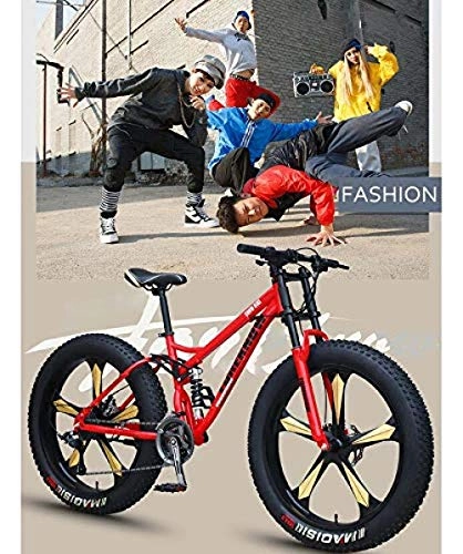 Bicicletas de montaña Fat Tires : Bicicleta de montaña para Hombres y Mujeres Freno de Disco mecánico con Marco de Acero de Alto Carbono Ruedas de aleación de Aluminio de 26 Pulgadas-Naranja_27 Velocidad