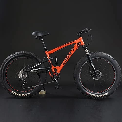 Bicicletas de montaña Fat Tires : Bicicleta de montaña Qian Fat Bike de 26 pulgadas, con suspensión completa, color naranja