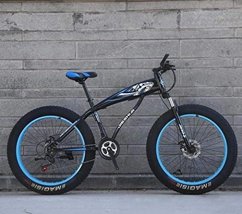 Bicicletas de montaña Fat Tires : Bicicleta de nieve, bicicleta de montaña con ruedas grandes de 26 ' / 24', freno de doble disco de 7 velocidades, horquilla delantera resistente a los golpes, bicicleta de playa todoterreno para exteri