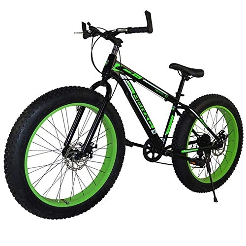 Bicicletas de montaña Fat Tires : Bicicletas de montaña, cuadro de acero de alto carbono, bicicleta de montaña de 4.0 neumáticos, bicicleta de 7 velocidades con doble disco, bicicleta de moto de nieve en la playa, 26 pulgadas