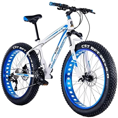 Bicicletas de montaña Fat Tires : Big Fat Tire Mountain Bike Hombres Bicicletas 26 pulgadas de alto carbono marco de acero al aire libre bicicleta de carretera 27 velocidad completa SuspensionMTBBlack White-27speed