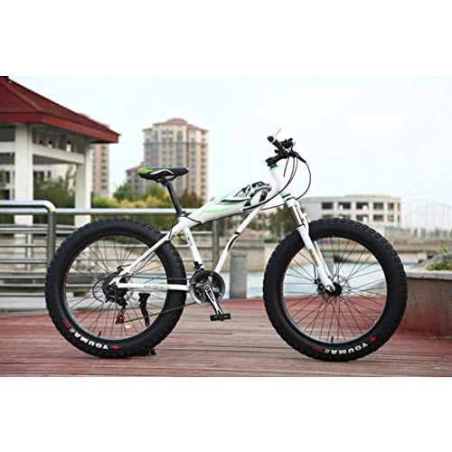 Bicicletas de montaña Fat Tires : Dengjiam 26 * 4.0 Fat Bike 7 / 21 / 24 / 27 Speed Mountain Bike Aleacin de Aluminio Amortiguadores Bicicleta neumtico Grande Snow Bike-B_26inch_27_Speed