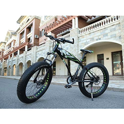 Bicicletas de montaña Fat Tires : Dengjiam 26 * 4.0 Fat Bike 7 / 21 / 24 / 27 Speed Mountain Bike Aleacin de Aluminio Amortiguadores Bicicleta neumtico Grande Snow Bike-E_24inch_24_Speed