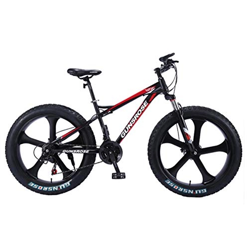 Bicicletas de montaña Fat Tires : Dengjiam Bicicleta de montaña de 26 Pulgadas 4.0 neumático Gordo Bicicleta de montaña Bicicleta de Freno de Doble Disco Acero de Alto Carbono 7 / 21 / 24 / 24 Speed Bike-Red_7