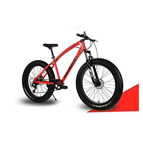 Bicicletas de montaña Fat Tires : Dengjiam Bicicletas Motos de Nieve Bicicleta de montaña 24 / 26 Pulgadas Rueda de radios Velocidad Variable a Campo través Bicicleta de Playa Velocidad 21 24 27 Velocidad-Red_24inch_24