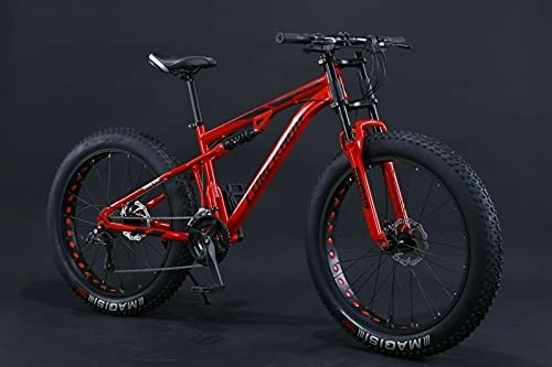 Bicicletas de montaña Fat Tires : Fat Bike 24 - Bicicleta de montaña (26 pulgadas, suspensión completa, neumáticos grandes, 21 marchas), color rojo