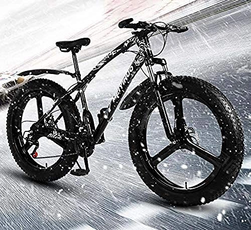 Bicicletas de montaña Fat Tires : Fat Tire Mountain Bike Bicicleta de 26 pulgadas para adultos Bicicleta de MTB con marco de acero con alto contenido de carbono con horquilla de suspensin de asiento ajustable Pedales de PVC