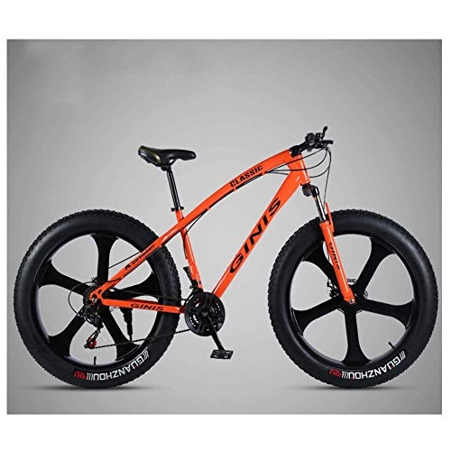 Bicicletas de montaña Fat Tires : FHKBK Bicicleta de montaña rígida para Adultos, neumático Grueso de 26 Pulgadas, Bicicleta de montaña Todo Terreno de Acero con Alto Contenido de Carbono para Hombres y Mujeres, Asiento