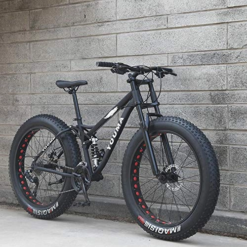 Bicicletas de montaña Fat Tires : GUIO7 / 21 / 24 / 27 Speed 26x4.0 Fat Bike Mountain Bike Snow Bicycle Shock Fork, Soft Tail Frame, 24 Speed