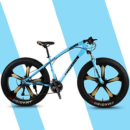 Bicicletas de montaña Fat Tires : Langlin Bicicleta de montaña de 26"con Grasa de 24 velocidades Bicicleta de montaña Todo Terreno Doble Disco de Freno Bicicleta de Cola Dura de Acero con Alto Contenido de Carbono, Azul, 26" 27 Speed