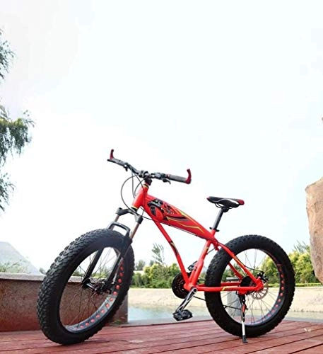 Bicicletas de montaña Fat Tires : LBYLYH Fat Tire Bicicleta De Montaa De Doble Disco para Adultos / De Aleacin De Aluminio De Bicicletas De Crucero, Motos De Playa Moto De Nieve, Rojo, 21 Velocidad