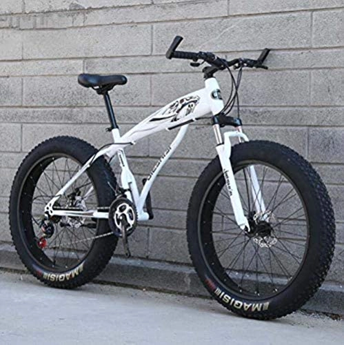 Bicicletas de montaña Fat Tires : LFSTY Bicicleta de montaña Bicicletas para Adultos Hombres Mujeres, Fat Tire MTB Bike, Hardtail High-Carbon Steel Frame y Horquilla Delantera amortiguadora Dual Disc Brake, A, 26 Inch 7 Speed