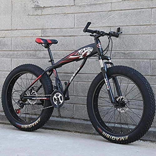 Bicicletas de montaña Fat Tires : LFSTY Bicicleta de montaña Bicicletas para Adultos Hombres Mujeres, Fat Tire MTB Bike, Hardtail High-Carbon Steel Frame y Horquilla Delantera amortiguadora Dual Disc Brake, C, 26 Inch 27 Speed