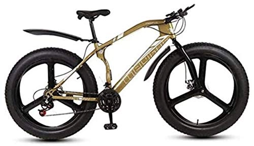 Bicicletas de montaña Fat Tires : LFSTY Bicicleta de montaña de 26 Pulgadas Bicicletas para Hombres y Mujeres Adultos, Fat Tire MTB Bike, Freno de Doble Disco Marco de Acero rígido de Alto Carbono, D, 21 Speed