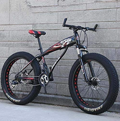 Bicicletas de montaña Fat Tires : LFSTY Fat Tire Mountain Bike Bicicletas para Hombres Mujeres, Bicicleta MTB Hardtail, Cuadro de Acero de Alto Carbono y Horquilla Delantera amortiguadora, Freno de Disco Doble, A, 26 Inch 21 Speed