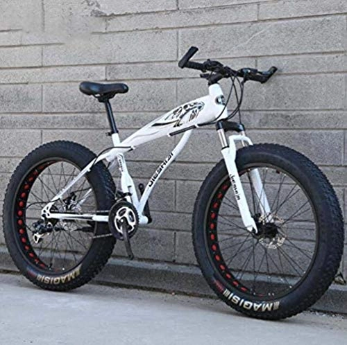 Bicicletas de montaña Fat Tires : LFSTY Fat Tire Mountain Bike Bicicletas para Hombres Mujeres, Bicicleta MTB Hardtail, Cuadro de Acero de Alto Carbono y Horquilla Delantera amortiguadora, Freno de Disco Doble, D, 24 Inch 24 Speed