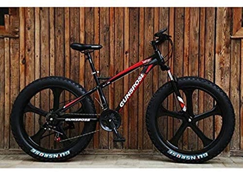 Bicicletas de montaña Fat Tires : LFSTY Neumático Gordo Bicicleta Bicicleta de montaña para Hombre y Mujer, Marco rígido de Acero al Carbono, Horquilla Delantera amortiguadora Doble Freno de Disco 7 velocidades, B, 26 Inch