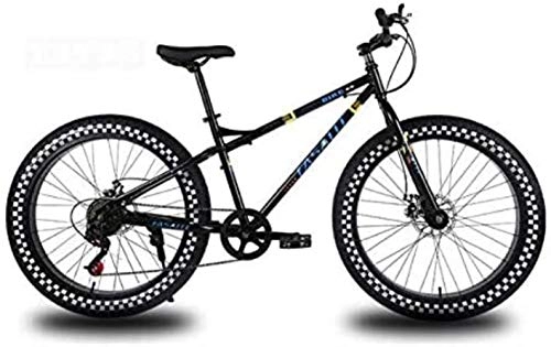 Bicicletas de montaña Fat Tires : LFSTY Ruedas de 26 Pulgadas Bicicleta de montaña para Adultos, Bicicletas de Bicicleta rígida Fat Tire, Marco de Acero de Alto Carbono, Freno de Disco Doble, Negro, 21 Speed