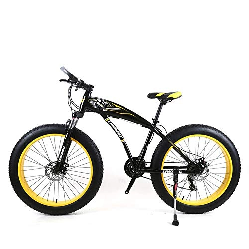 Bicicletas de montaña Fat Tires : LISI Bicicleta de montaña de 24 Pulgadas Moto de Nieve Ancho neumático Disco Amortiguador Estudiante Bicicleta 21 Velocidad para 145CM-175cm, Yellow