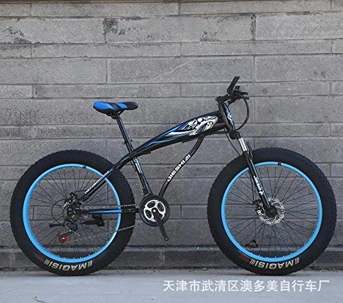 Bicicletas de montaña Fat Tires : Llanta de Bicicleta de NieveDoble Freno de Disco Rueda Ancha Adulto Playa Bicicleta de montaña-Azul Oscuro_26 Pulgadas 7 velocidades