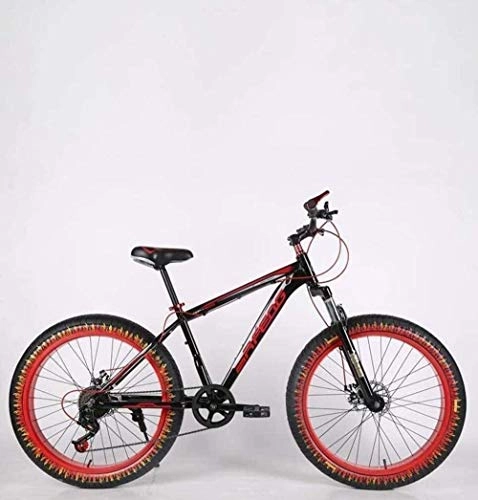 Bicicletas de montaña Fat Tires : Mountain Bike Fat Tire Mountain Bike - Bicicleta de montaña con freno de disco doble para playa, nieve, marco de acero de alto carbono, ruedas de llama de 24 pulgadas, color C, tamao 21 speed