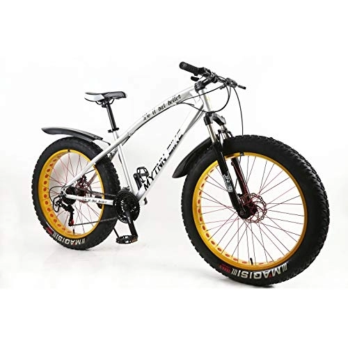 Bicicletas de montaña Fat Tires : MyTNN Fatbike 26 pulgadas 21 velocidades Shimano Fat Tyre 2020 bicicleta de montaña de 47 cm RH Snow Bike Fat Bike (plata / oro)