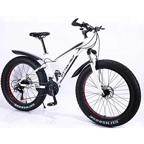 Bicicletas de montaña Fat Tires : MYTNN Fatbike - Bicicleta de montaña (26 pulgadas, 21 velocidades, Shimano Fat Tyre, 47 cm), color blanco
