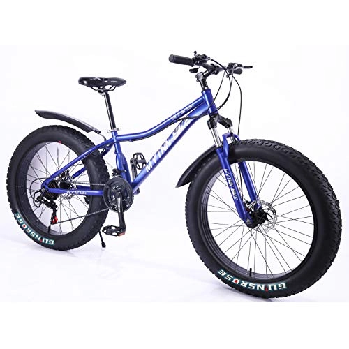 Bicicletas de montaña Fat Tires : MYTNN Fatbike - Bicicleta de montaña de 26 pulgadas, 21 velocidades Shimano Fat Tyre, 47 cm, color azul, tamaño 66, 04 cm, tamaño de rueda 26.0