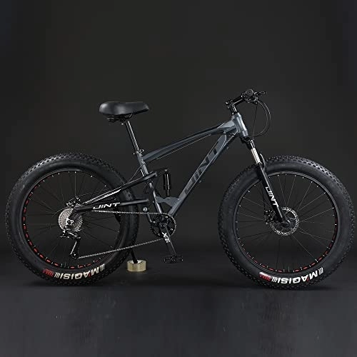 Bicicletas de montaña Fat Tires : Qian Fat Bike 26 pulgadas, bicicleta de montaña con suspensión completa, color gris