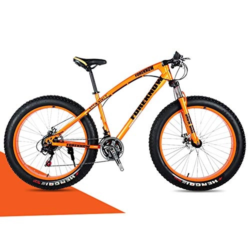Bicicletas de montaña Fat Tires : QIMENG 24 Pulgadas Bicicleta Bicicleta Montaña Adulto con Doble Freno De Disco Cambio De 7 / 21 / 24 / 27 Velocidades Marco De Acero De Alto Carbono Adecuado para 165-180 Cm, Naranja, 27 Speed