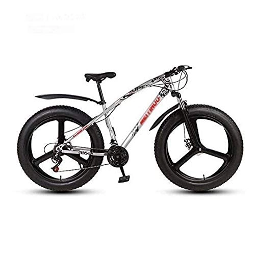 Bicicletas de montaña Fat Tires : Qinmo Bicicleta de montaña for adultos, de 26 pulgadas de grasa de bicicleta de montaña de neumticos, 21-27 de velocidad, frenos de disco doble y bicicleta de montaña todo terreno que absorbe los gol