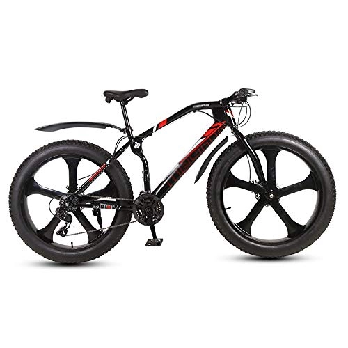 Bicicletas de montaña Fat Tires : Qinmo MTB 21 / 24 / 27 Velocidad Doble Disco BrakeSuspension Tenedor de Bicicletas de montaña de 26 Pulgadas Bicicleta de montaña Grasa de neumticos adecuados for Hombres y Mujeres (Size : 24 Speed)