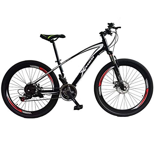 Bicicletas de montaña Fat Tires : RSJK Bicicletas para Adultos Bicicletas de montaña de Fondo 21 velocidades / 26 Pulgadas de Velocidad Estudiantes Adultos Masculinos y Femeninos Bicicleta Negro Rojo@Negro Rojo