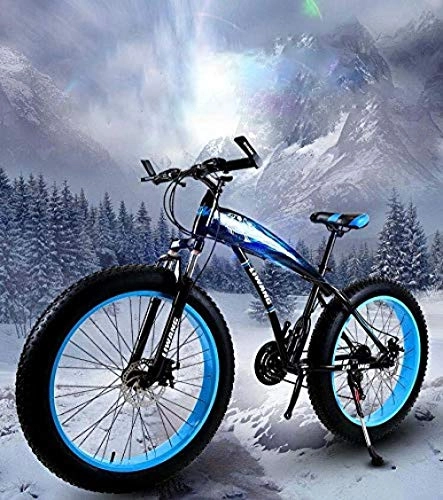 Bicicletas de montaña Fat Tires : URPRU Fat Tire Mountain Bike Bicicleta para Hombres Mujeres Bicicleta MTB Hardtail Cuadro de Acero de Alto Carbono y Horquilla Delantera amortiguadora Freno de Disco Doble-F_26_Inch_24_Speed