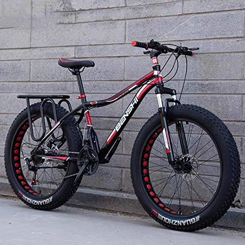 Bicicletas de montaña Fat Tires : URPRU Mens Fat Tire Bicicletas de montaña Bicicletas Playa Nieve Ligero de Alta Carbono Marco de Acero de Bicicletas 24 Pulgadas Ruedas-A_21_Speed