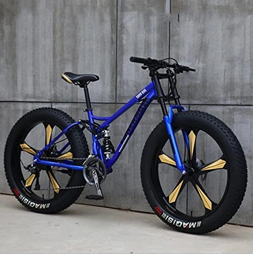 Bicicletas de montaña Fat Tires : UYHF 26"Bicicletas De Montaña, Bicicleta De Montaña para Adultos con Neumáticos Gordos Bicicleta De 21 / 24 / 27 Velocidades Marco De Acero con Alto Contenido De Carbono, DOB blue-21 Speed