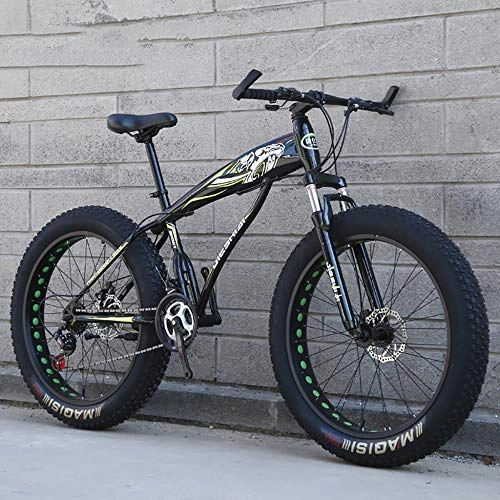 Bicicletas de montaña Fat Tires : WANG-L Bicicletas De Montaña para Hombres / Mujeres 4.0 Neumáticos Grandes Absorción De Impactos Bicicletas De Fondo Bicicletas De Nieve ATV, Fluorescentyellow-24inch / 27speed