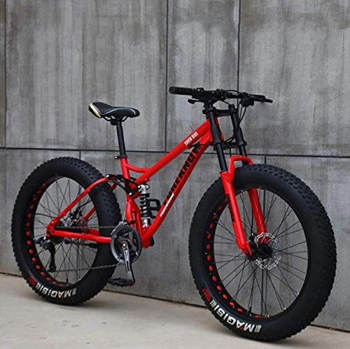 Bicicletas de montaña Fat Tires : Wangwang454 26-Inch Mountain Bike 24-Speed Gearshift Adult Fat Tires Bicycle Frame Made of Carbon Steel Full Suspension Disc Brakes Hardtail Bike-Rot