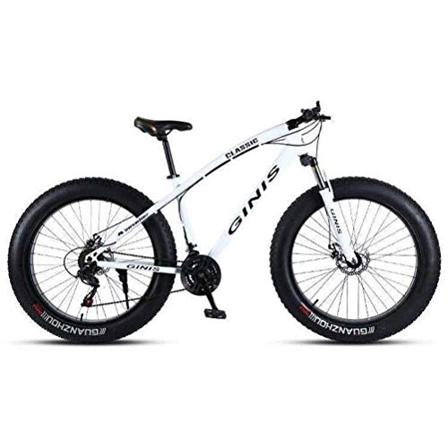 Bicicletas de montaña Fat Tires : WJSW Bicicleta de montaña con neumáticos Ultra Anchos - Bicicleta de Carretera Blanca de Ciudad Blanca para Adultos (tamaño: 30 velocidades)